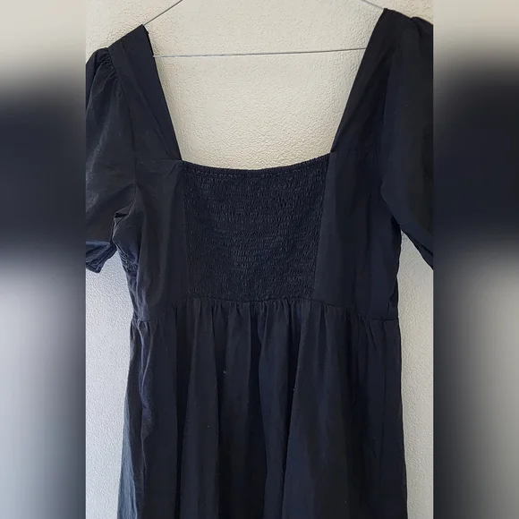 ASTR the Label Black Cotton Poplin Tiered Puff Short Sleeve Midi Dress Size XL - Picture 7 of 12